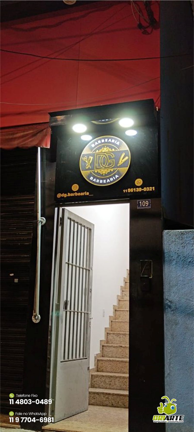 Fachada de ACM para Barbearia em Andar Superior Exemplo 1 | Gráfica Criarte Fachada de ACM para Barbearia em Andar Superior Exemplo 1 | Gráfica Criarte
