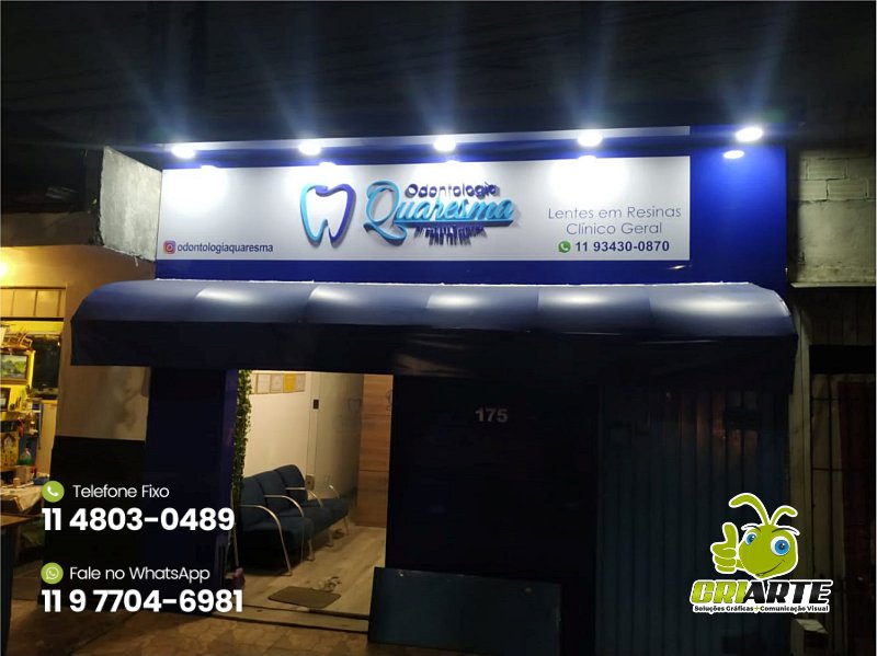 Fachada Personalizada para Dentista Iluminada Exemplo 2 | Gráfica Criarte Fachada Personalizada para Dentista Iluminada Exemplo 2 | Gráfica Criarte