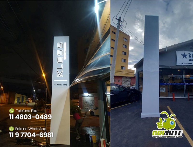 Totem de ACM Quadrado e Iluminado Exemplo 4 | Gráfica Criarte Totem de ACM Quadrado e Iluminado Exemplo 4 | Gráfica Criarte